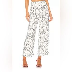 X REVOLVE House of Harlow 1960 Amaya Pant in White & Navy Chiffon Size L NWT